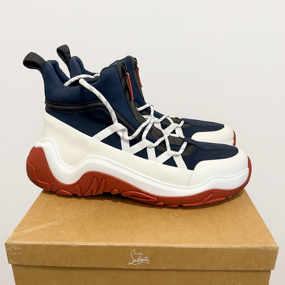 Christian Louboutin Men's Blue and White Sneakers